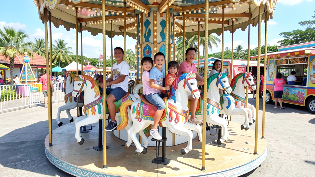Family at amusement park